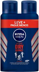 [Prime Day] Kit Desodorante Aerossol Nivea Men Dry Impact 150Ml - 2 Unidades, Nivea, Pacote de 2 R$13