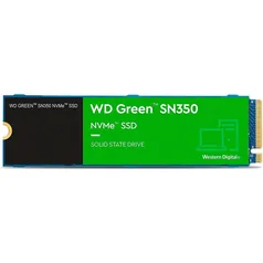 SSD 1 TB WD Green SN350, M.2 2280, PCIe, NVMe, Leitura: 3200MB/s e Gravação: 2500MB/s, Verde - WDS100T3G0C