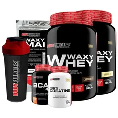 Kit 2x Waxy Whey 900g + BCAA 4,5 100g + Creatine 100g + Waxy Maize 800g + Coquet 600ML | R$99