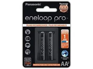 Pilha Recarregável Eneloop PRO AA (Pequena), Panasonic, Cartela com 2 unidades | R$70