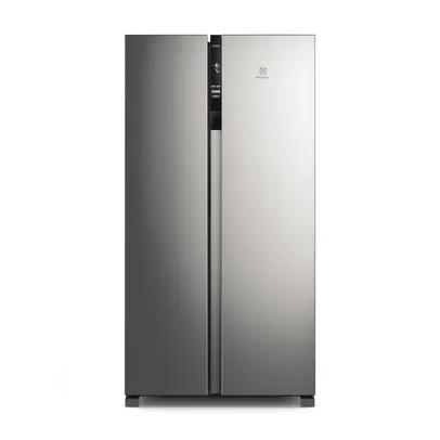 Geladeira Electrolux Frost Free 435L Efficient com AutoSense Inverter Side by Side cor Inox Look (IS4S)