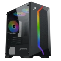 Gabinete Gamer SuperFrame Gemini, Mid Tower, Vidro Temperado, M-ATX, ARGB, Black, Com 3 Fans, Sem Fonte