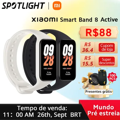 [LANÇAMENTO] Xiaomi-Smart Band 8 Active Versão Global com Monitor de Freqüência Cardíaca, Impermeável, 5ATM, + de 50 modos esportivos #Aliexpress 🇨🇳