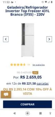 Geladeira/Refrigerador Inverter Top Freezer 431L Branco (IF55) - 220V R4 2393