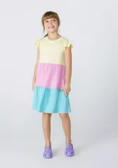 Vestido Infantil Curto Com Babado - Amarelo