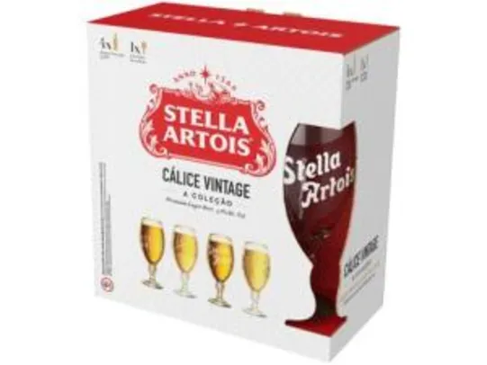 [APP+OURO+GANHEI20 = R$31,04] Kit 4 longnecks + 1 taça cerveja Stella Artois | R$38