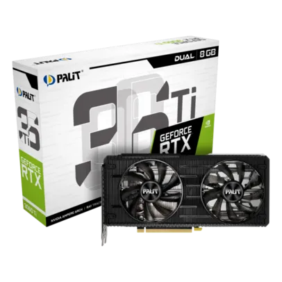 Placa de Vídeo Palit NVIDIA GeForce RTX 3060 Ti Dual, LHR, 8GB, GDDR6, DLSS, Ray Tracing, NE6306T019P2-190ADV1