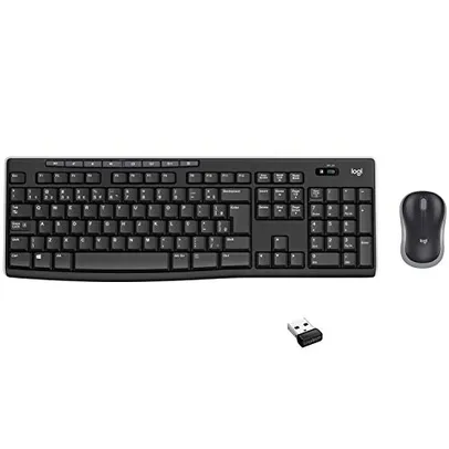 Combo Teclado e Mouse sem fio Logitech MK270 com Teclas de Mídia de Fácil Acesso, Conexão USB, Pilhas Inclusas e Layout ABNT2