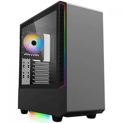 Gabinete Gamer Gamemax Panda, Mid Tower, Vidro Temperado, Black, Sem Fonte, Com 1 Fan