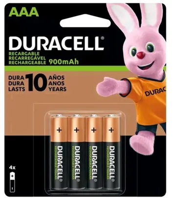 [3x] Kit Pilhas Recarregáveis AAA Duracell 4 unidades | R$150