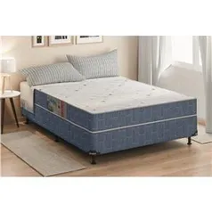 Cama Box Conjugado Casal Umaflex Native com Espuma D28 51x138x188 cm – Azul / Branco | R$429