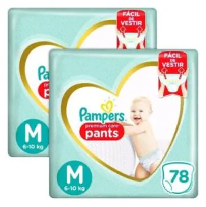 Kit 156 fraldas Pampers Pants Premium Care Tam M R$142