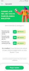 18% de volta parcelando seus boletos.