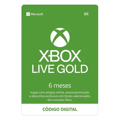 Gift Card Xbox Live Gold - 6 meses - Código Digital Xbox