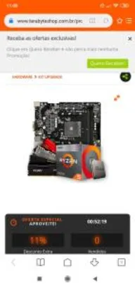 Kit Upgrade Placa Mãe ASRock + Processador AMD Ryzen 5 + Memória DDR4 8GB | R$1636