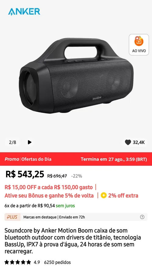 Imagem na descrição da promoção