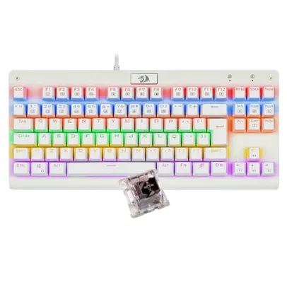 Teclado Mecânico Gamer Redragon Dark Avenger Lunar White IIuminação Rainbow Switch Marrom K568W-R