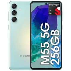 Smartphone Samsung Galaxy M55 5G 256GB 8GB RAM, Tela 6.7 Super AMOLED 120Hz, NFC, Áudio Estéreo, Carregamento Super Rápido 45W, Snapdragon® 7Gen1 