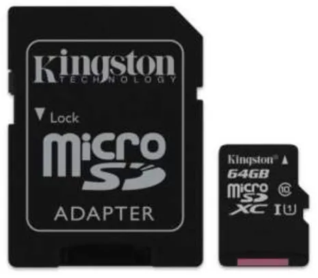 Cartão de Memória Kingston MicroSD Sdcx10 Para Câmeras de Ação 64Gb Classe10 por R$ 117