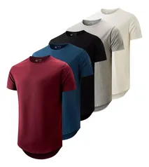 Kit 5 Camisetas Masculina Long Line Cotton Oversize By Zaroc (Tamanho P M GG)