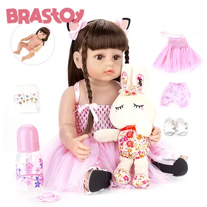 Boneca Reborn De Silicone Menina 55cm