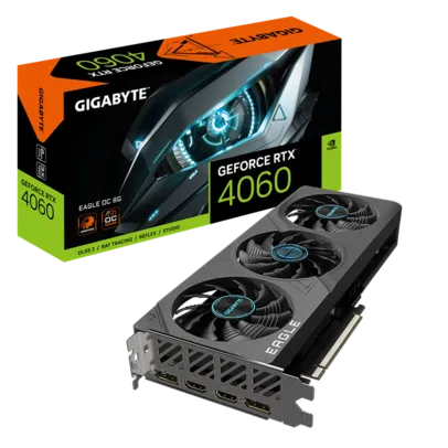 Placa de Vídeo Gigabyte NVIDIA GeForce RTX 4060 EAGLE OC, 8GB, GDDR6, DLSS, Ray Tracing, GV-N4060EAGLE OC-8GD