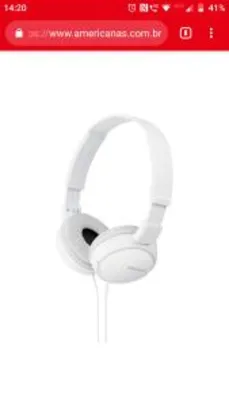Fone de Ouvido Sony P2 Branco MDR-ZX110 [50% de volta com o AME] | R$72 (R$36 com AME)