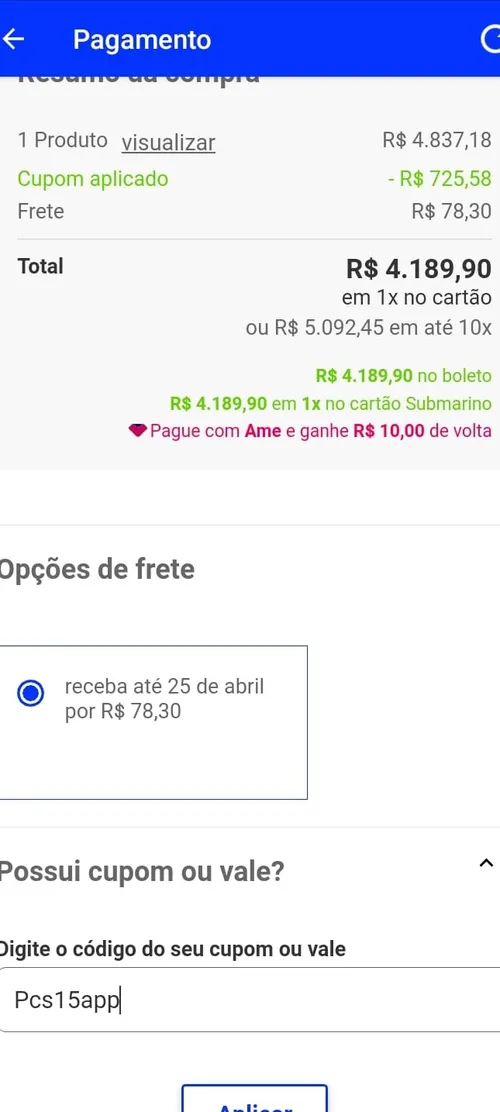 Imagem na descrição da promoção