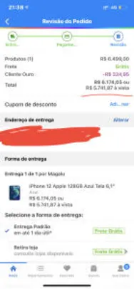 [Cliente ouro + app] iPhone 12 Apple 128GB Azul Tela 6,1” R$5742