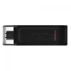 Pen Drive Kingston 128GB, DataTraveler 70 USB-C 3.2 Gen 1, Preto - Para Smartphone, Tablet e PC