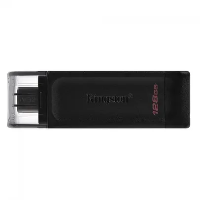 Pen Drive Kingston 128GB, DataTraveler 70 USB-C 3.2 Gen 1, Preto - Para Smartphone, Tablet e PC