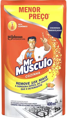 (Prime) (Recorrência - 10 unid.) Limpador Desengordurante Mr Músculo Cozinha Refil Laranja 400ml | R$4,87