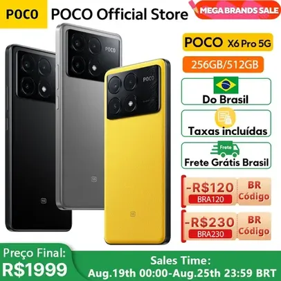 (BR) POCO X6 PRO 5g - 12gb / 512gb - Cinza ou Amarelo