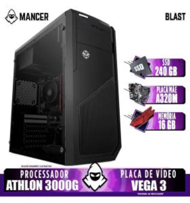 PC Gamer Mancer, AMD Athlon 3000G, Placa-mãe a320, 16GB DDR4, SSD 240GB, 400W | R$1984