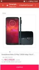 Smartphone Moto Z3 Play 128GB Indigo Tela 6" Câmera 12MP Android 8.1 - R$2090