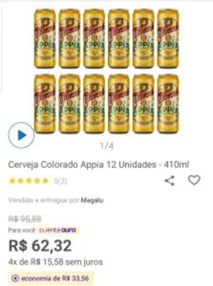 (App + C.Ouro) Cerveja Colorado Appia 12 unidades - 410ml | R$3,21 cada