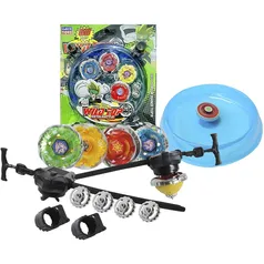 4 Beyblades de Metal com Led + Lançador + Arena