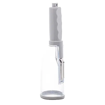 [+Por- R$4.8] Descascador de Vegetais de Plástico e Aço Inox com Dispenser Cinza 6cm x 5cm x 20cm