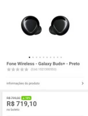 Fone Wireless - Galaxy Buds+ - Preto | R$719