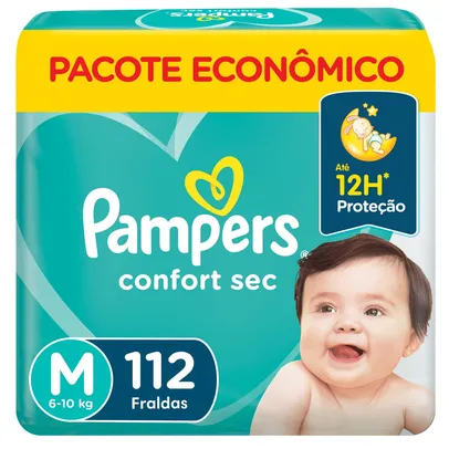 [Leve 3] Fralda Pampers Confort Sec M Com 112 Unidades - Outros tamanhos na descrição