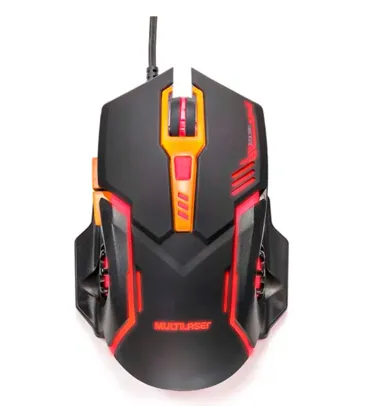 Mouse Gamer Multilaser 2400 Dpi MO270 Preto e Laranja