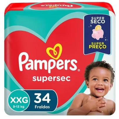 Foto do produto Fralda Pampers Supersec Tamanho Xxg Pacote Hiper 34 Unidades Descartáv