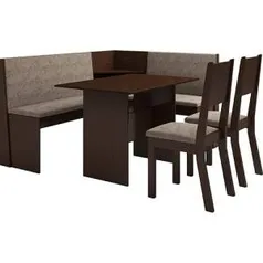 [Americanas] Conjunto Mesa de Canto Kamy com Banco e 2 Cadeiras Choco/Canela - Viero Móveis - R$396