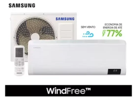 Ar-condicionado Split Inverter Samsung WindFree Connect Sem Vento 12.000 BTUs Frio AR12CVFAMWKNAZ 220V Kit