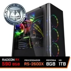 PC GAMER T-POWER MAJOR EDITION AMD RYZEN 5 2600X / RADEON RX 590 8GB / DDR4 8GB / HD 1TB / 600W | R$3.099