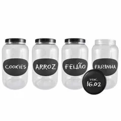 [Americanas] Conjunto Com 4 - Pote Multiuso 3,6 Litros Com Lousa Para Tampa E Recipiente Por R$ 30