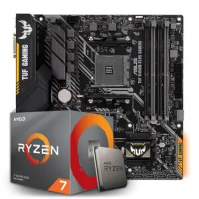 Kit Upgrade Placa Mãe Asus TUF B450M-PLUS GAMING AMD AM4 + Processador AMD Ryzen 7 3700x 3.6ghz