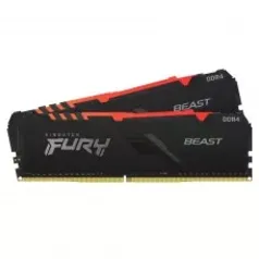 Memória DDR4 Kingston Fury Beast RGB, 32GB (2x16GB), 3200Mhz, Preto, KF432C16BB1AK2/32