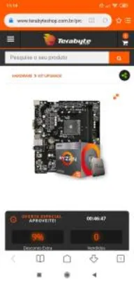 Kit Upgrade Placa Mãe ASRock + Processador AMD Ryzen 5 3400G | R$1399