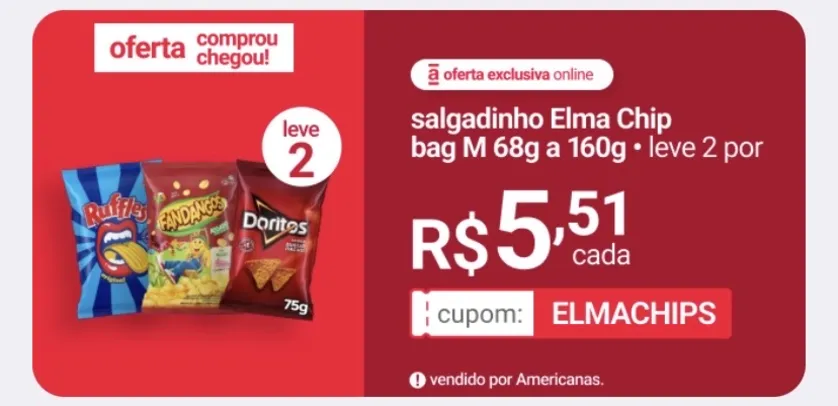 Salgadinho Elma Chips bag M 68g a 160gr - levando 2